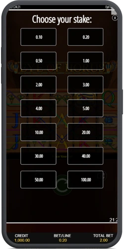 Eye of Horus bet settings